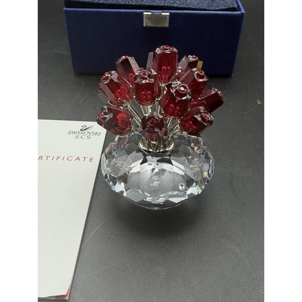 Swarovski Crystal Vase Red Roses 2002 SCS 283394 - MIB with Certificate